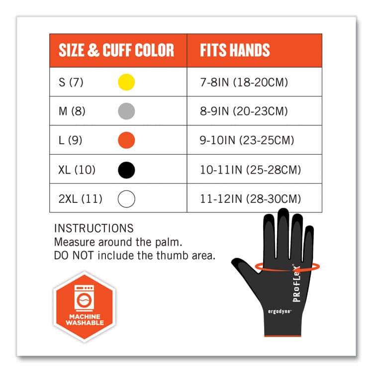 ERGODYNE CORPORATION ProFlex 7001 Nitrile-Coated Gloves, EN388: 4121X, 9.25" Long, XX-Large, Black, Pair (EGO17956) thumbnail 4