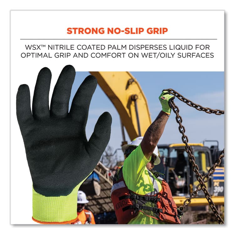 ERGODYNE CORPORATION ProFlex 7021 Hi-Vis Nitrile-Coated CR Gloves, EN388: 4342B, 8.5" Long, Small, Lime, Pair (EGO17962) thumbnail 3