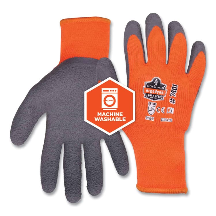 ERGODYNE CORPORATION ProFlex 7401-CASE Coated Lightweight Winter Gloves, EN388: 2131X, 11" Long, XX-Large, Orange, 144 Pairs/Carton (EGO17896) thumbnail 4