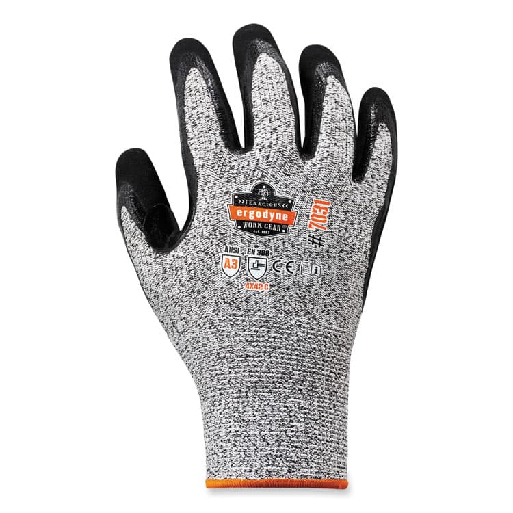 ERGODYNE CORPORATION ProFlex 7031-CASE ANSI A3 Nitrile-Coated CR Gloves, EN388: 4X42C, 10" Long, X-Large, Gray, 144 Pairs/Carton (EGO17885)