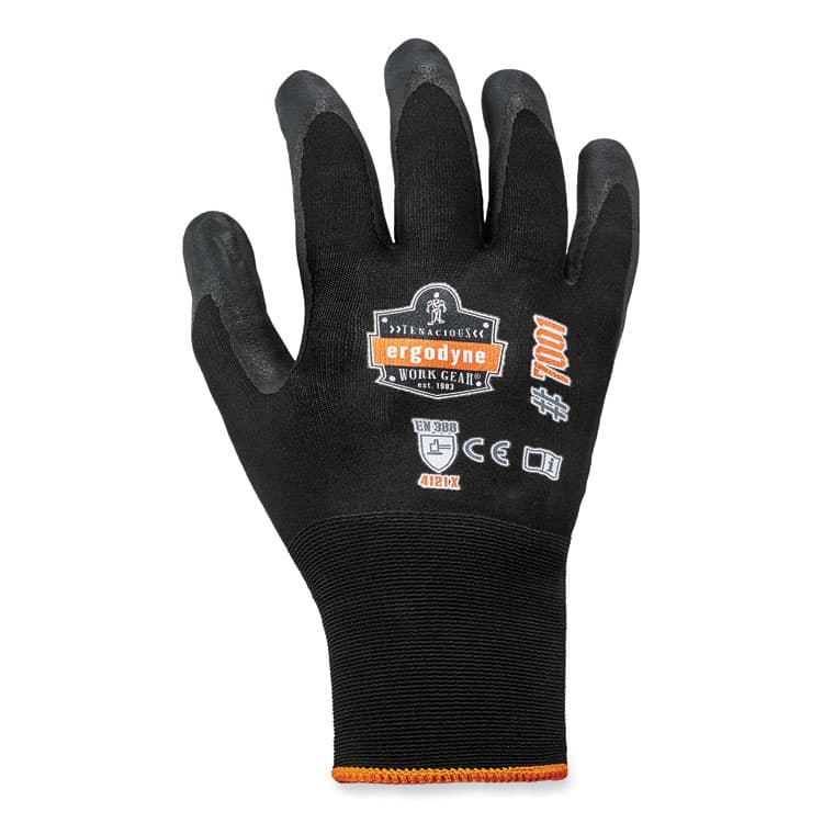 ERGODYNE CORPORATION ProFlex 7001 Nitrile-Coated Gloves, EN388: 4121X, 8.5" Long, Medium, Black, Pair (EGO17953)