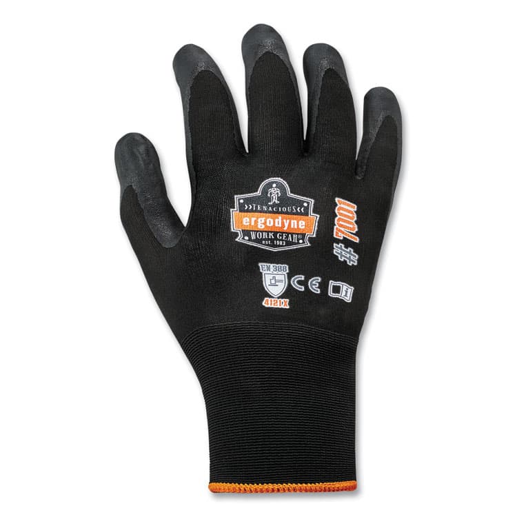 ERGODYNE CORPORATION ProFlex 7001 Nitrile-Coated Gloves, EN388: 4121X, 8.25" Long, Small, Black, Pair (EGO17952)