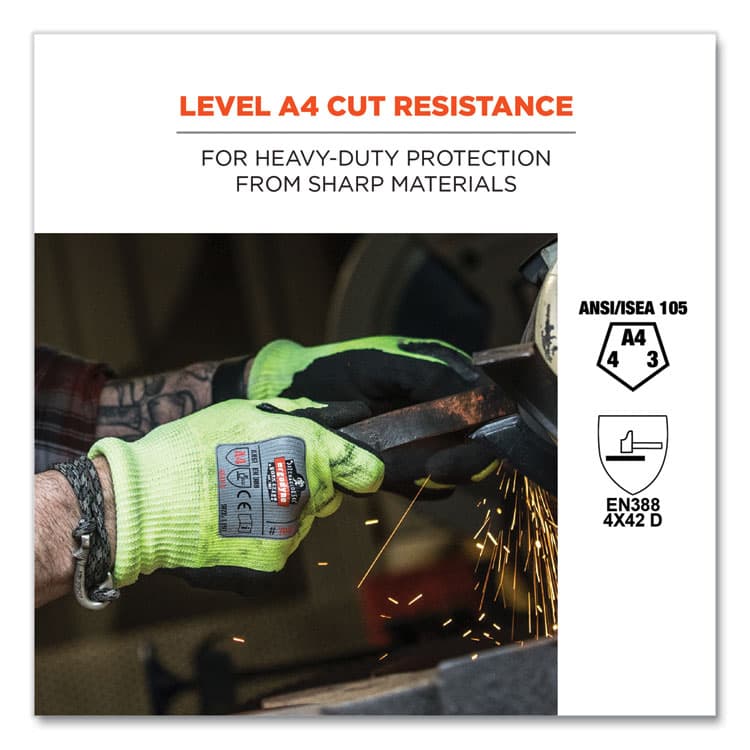 ERGODYNE CORPORATION ProFlex 7041 ANSI A4 Nitrile-Coated CR Gloves, EN388: 4X42D, 10" Long, Medium, Lime, Pair (EGO17813) thumbnail 4