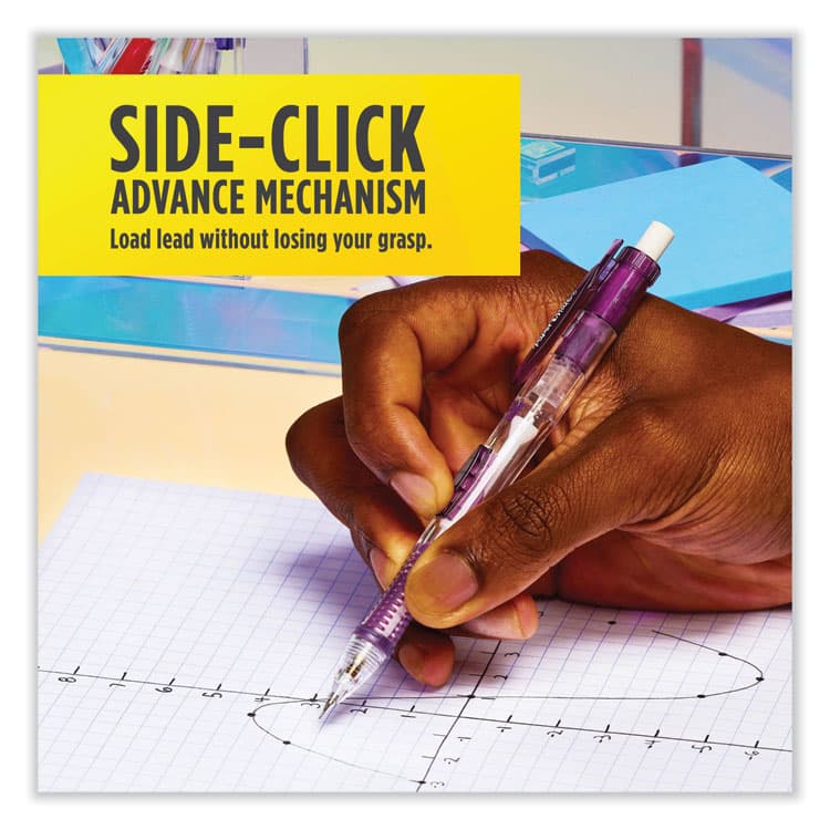 SANFORD Clear Point Mechanical Pencils with Tube of Lead/Erasers, 0.7 mm, HB (#2), Black Lead, Randomly Assorted Barrel Colors, 2/PK (PAP56047PP) thumbnail 3