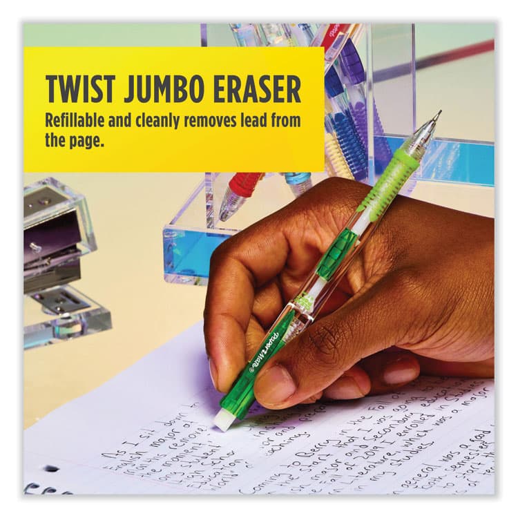 SANFORD Clear Point Mechanical Pencils with Tube of Lead/Erasers, 0.7 mm, HB (#2), Black Lead, Randomly Assorted Barrel Colors, 2/PK (PAP56047PP) thumbnail 4