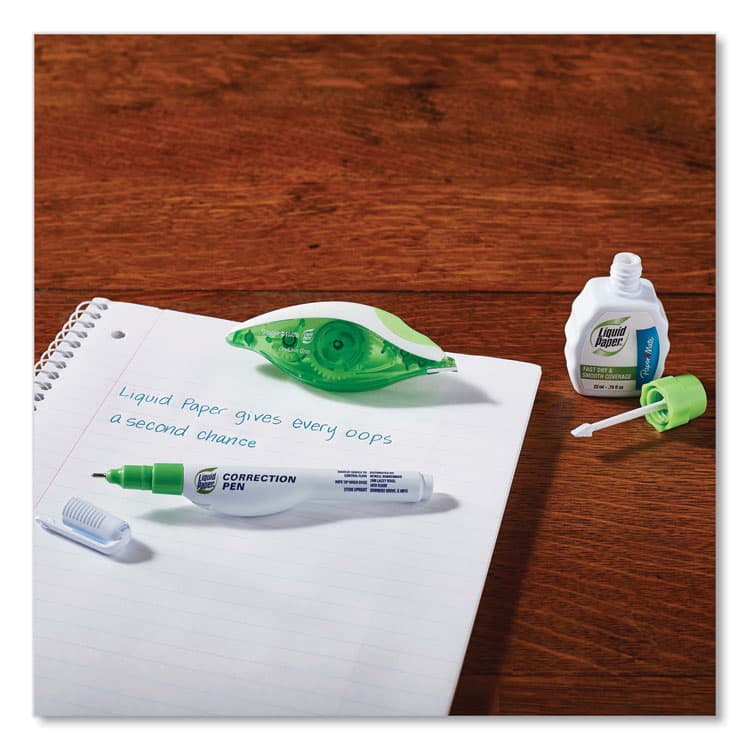 SANFORD DryLine Grip Correction Tape, Non-Refillable, 0.2" x 27.92 ft, White Tape, Translucent Green/White Dispenser (PAP660415K) thumbnail 4