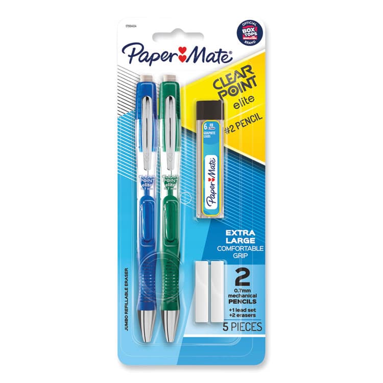 SANFORD Clearpoint Elite Mechanical Pencils, 0.7 mm, HB (#2), Black Lead, Blue and Green Barrels, 2/Pack (PAP1799404)