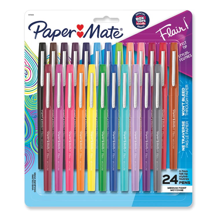 SANFORD Point Guard Flair Felt Tip Porous Point Pen, Stick, Medium 0.7 mm, Assorted Tropical Vacation Ink and Barrel Colors, 24/Pack (PAP1978998)