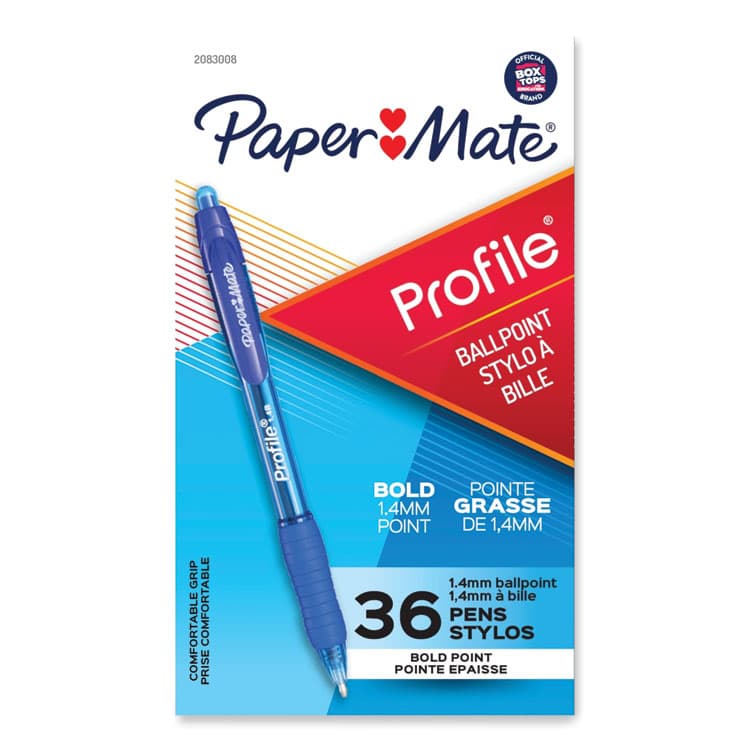 SANFORD Profile Ballpoint Pen, Retractable, Bold 1.4 mm, Blue Ink, Translucent Blue Barrel, 36/Pack (PAP2083008)