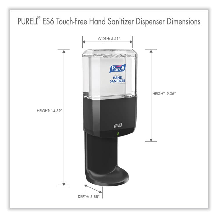 GO-JO INDUSTRIES ES6 Touch Free Hand Sanitizer Dispenser, 1,200 mL, 5.25 x 8.56 x 12.13, Graphite (GOJ642401) thumbnail 4