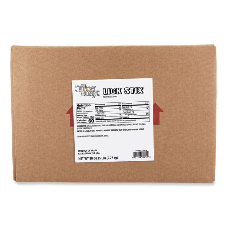 OFFICE SNAX, . Lick Stix Suckers, Randomly Assorted Flavors, 5 lb Bag (OFX00654) thumbnail 3