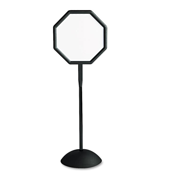SAFCO PRODUCTS WriteWay Two-Sided Dry Erase Standing Message Sign, White 18" x 18" Octagon Surface, Black Frame, 18" x 18" x 65" (SAF4118BL)