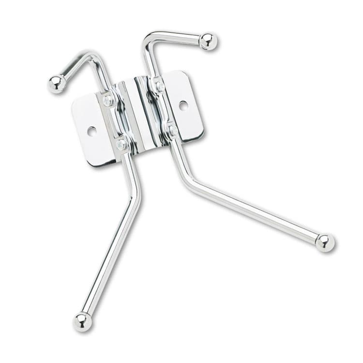 SAFCO PRODUCTS Metal Wall Rack, Two Ball-Tipped Double-Hooks, Metal, 6.5w x 3d x 7h, Chrome (SAF4160)