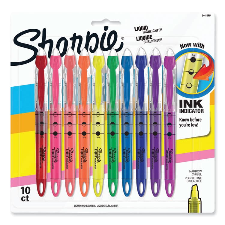 SANFORD Liquid Pen Style Highlighters, Assorted Ink Colors, Chisel Tip, Assorted Barrel Colors, 10/Set (SAN24415PP)