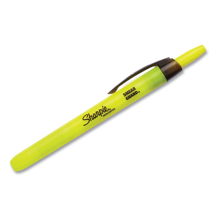 SANFORD Retractable Highlighters, Fluorescent Yellow Ink, Chisel Tip, Yellow/Black Barrel, Dozen (SAN28025) thumbnail 2