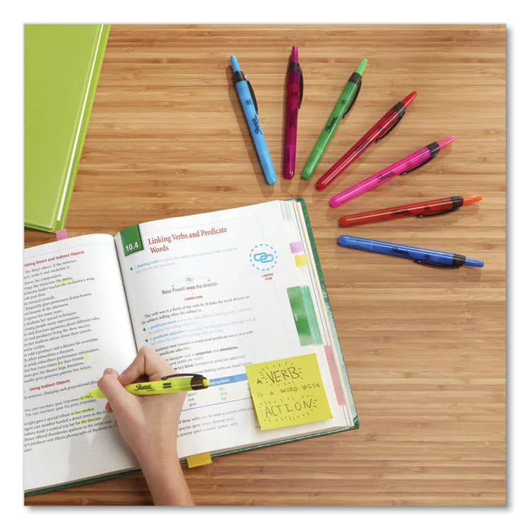 SANFORD Retractable Highlighters with Storage Pouch, Assorted Ink Colors, Chisel Tip, Assorted Barrel Colors, 8/Set (SAN28101) thumbnail 4