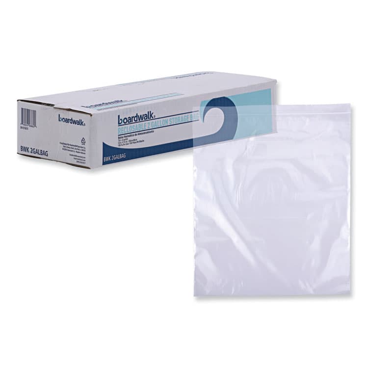 BOARDWALK Reclosable Food Storage Bags, 2 Gallon, 13" x 15", Clear, 100/Box (BWK2GALBAG)