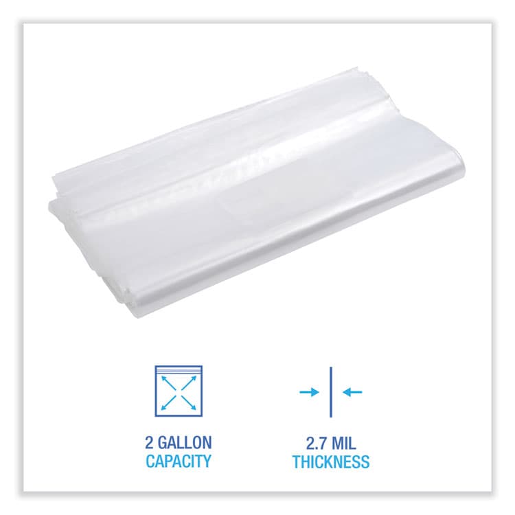 BOARDWALK Reclosable Freezer Storage Bags, 2 gal, 13" x 15", Clear, 100/Box (BWK2GALFZRBAG) thumbnail 4