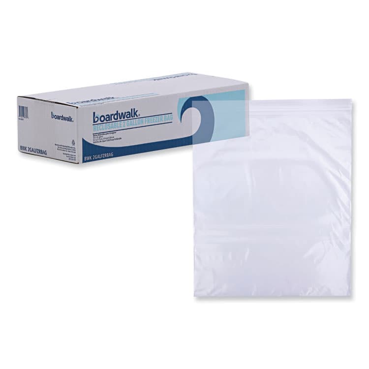 BOARDWALK Reclosable Freezer Storage Bags, 2 gal, 13" x 15", Clear, 100/Box (BWK2GALFZRBAG)