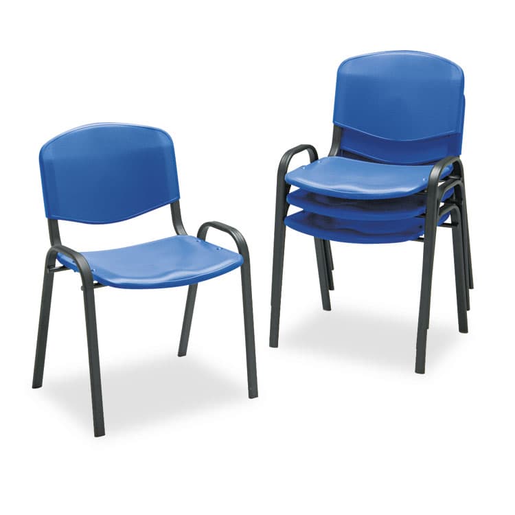 SAFCO PRODUCTS Stacking Chair, Supports Up to 250 lb, 18" Seat Height, Blue Seat, Blue Back, Black Base, 4/Carton (SAF4185BU)