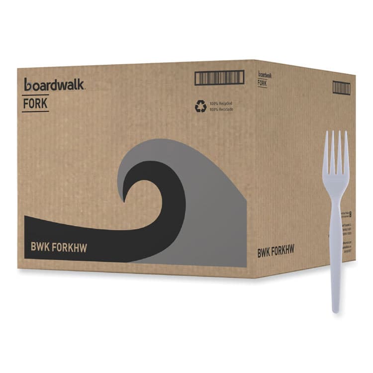 BOARDWALK Heavyweight Polystyrene Cutlery, Fork, Plastic, White, 1,000/Carton (BWKFORKHW)