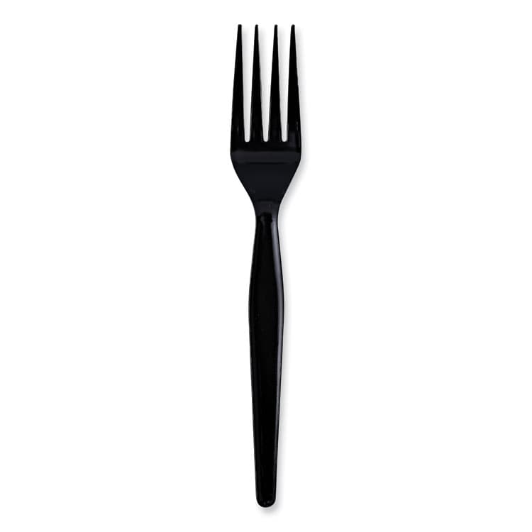 BOARDWALK Heavyweight Wrapped Polystyrene Cutlery, Fork, Plastic, Black, 1,000/Carton (BWKFORKHWPSBIW) thumbnail 2