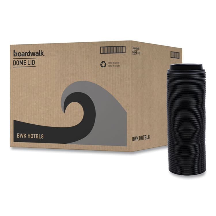 BOARDWALK Hot Cup Lids, Fits 8 oz Hot Cup, Plastic, Black, 1,000/Carton (BWKHOTBL8)