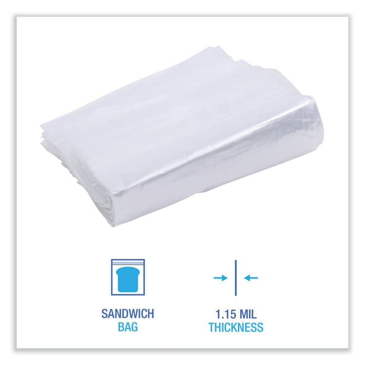BOARDWALK Reclosable Food Storage Bags, Sandwich, 6.5" x 5.89", Clear, 500/Box (BWKSANDWICHBAG) thumbnail 4