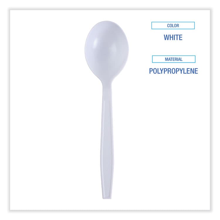 BOARDWALK Heavyweight Wrapped Polypropylene Cutlery, Soup Spoon, Plastic, White, 1,000/Carton (BWKSSHWPPWIW) thumbnail 3