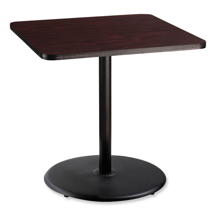 NATIONAL PUBLIC SEATING Cafe Table, 36w x 36d x 36h, Square Top/Round Base, Mahogany Top, Black Base (NPSCT33636RC1MY) thumbnail 2