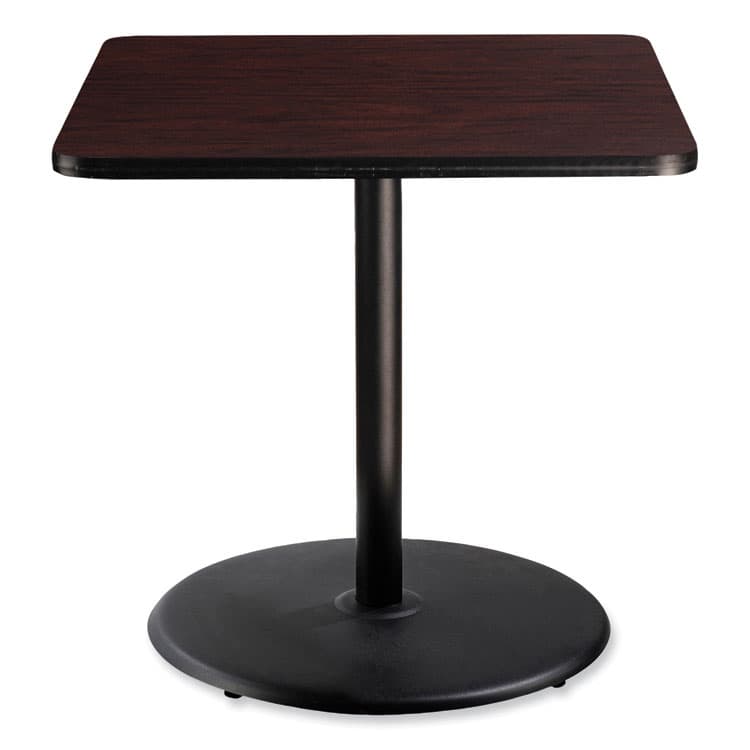 NATIONAL PUBLIC SEATING Cafe Table, 36w x 36d x 36h, Square Top/Round Base, Mahogany Top, Black Base (NPSCT33636RC1MY)