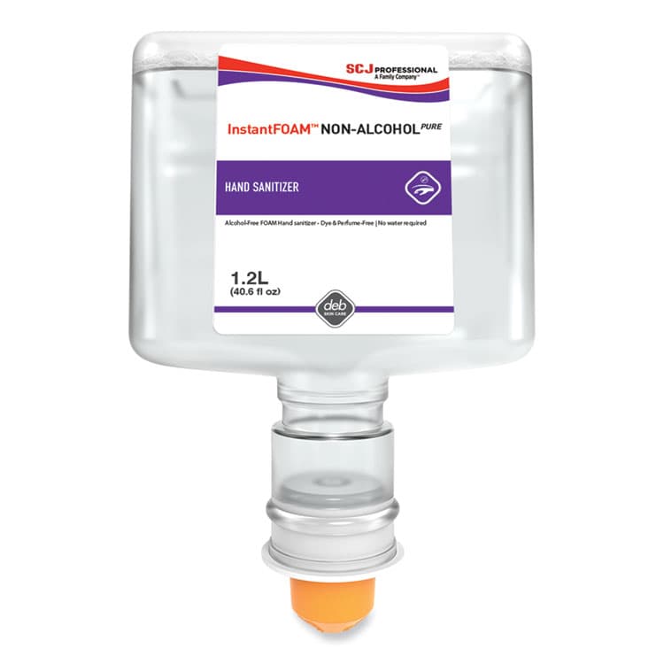 SC JOHNSON InstantFOAM Non-Alcohol PURE Hand Sanitizer, 1.2 L Touch Free Refill Cartridge, Unscented, 3/Carton (SJNAFS120TF)