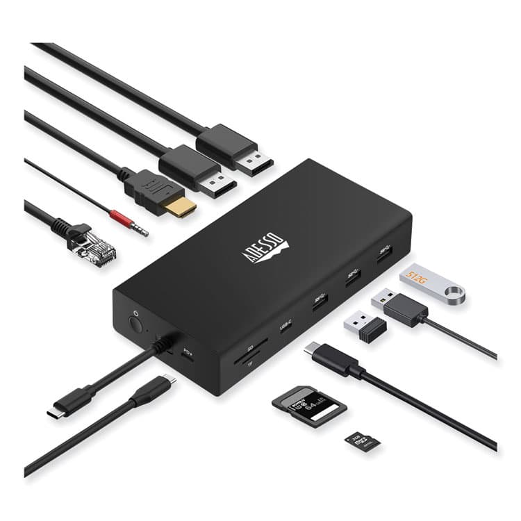 ADESSO 12-in-1 USB-C Multi-Port TAA Compliant Docking Station, Black (ADEAUH4060) thumbnail 4