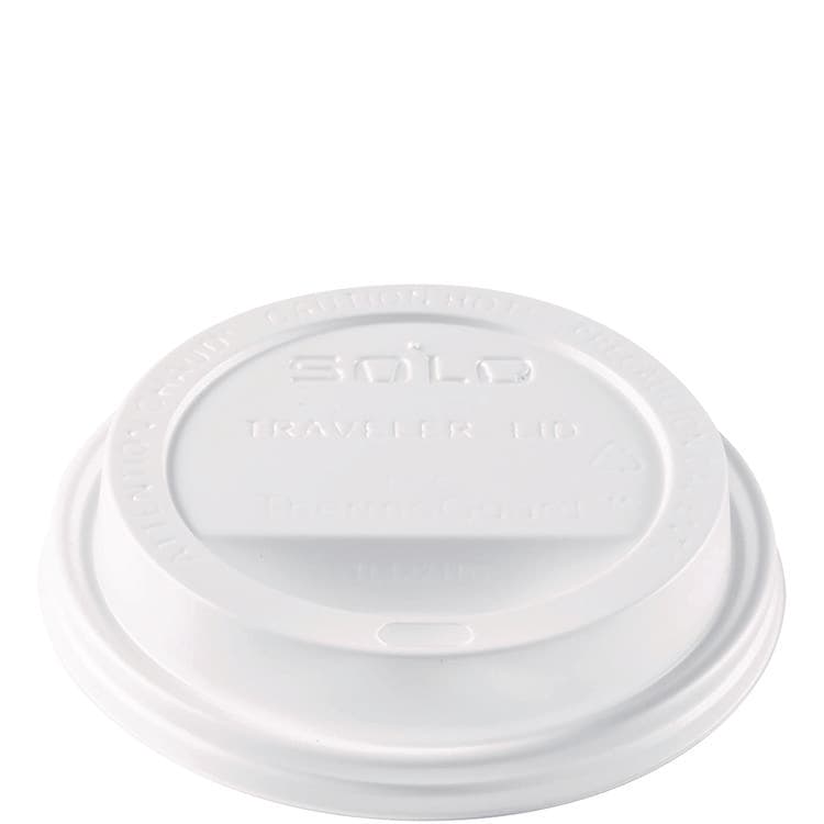 DART Solo Traveler Sip Through Lids for ThermoGuard Hot Cups, Fits 12 oz to 24 oz Hot Cups, Plastic, White, 1,200/Carton (DCCTL1224TG)