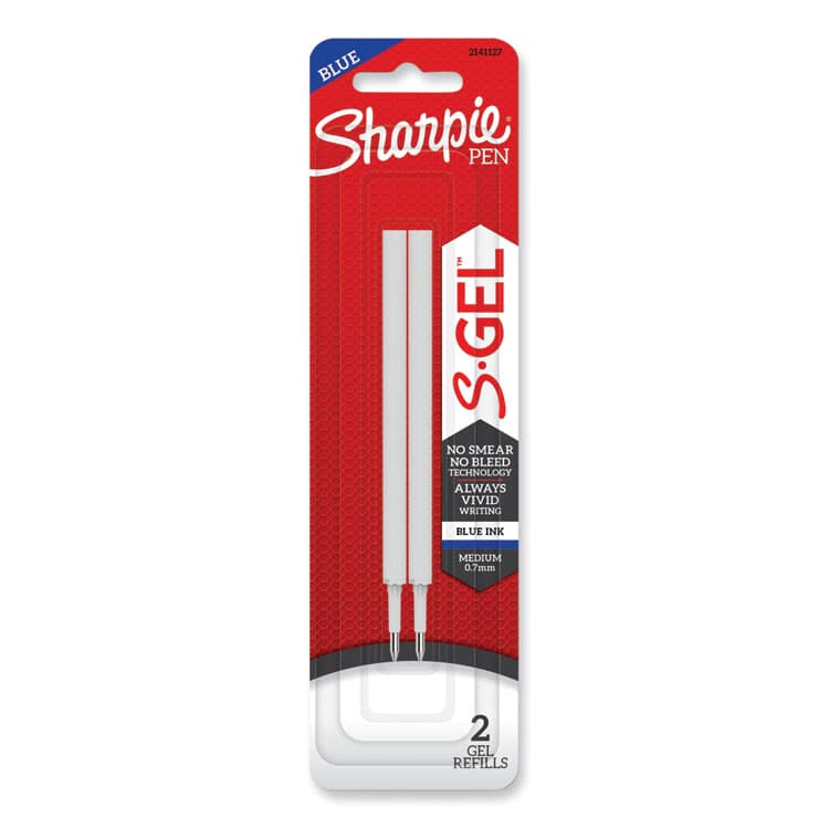 SANFORD S-Gel 0.7 mm Pen Refills, Medium 0.7 mm Bullet Tip, Blue Ink, 2/Pack (SAN2141127)