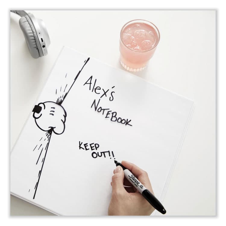 SANFORD Mixed Point Size Permanent Markers, Assorted Tip Sizes/Types, Black, 6/Pack (SAN2135318) thumbnail 4