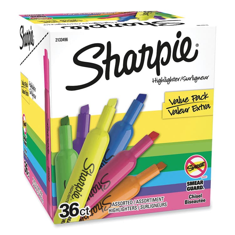 SANFORD Tank Style Highlighters, Assorted Ink Colors, Chisel-Tip, Assorted Barrel Colors, 36/Pack (SAN2133496)