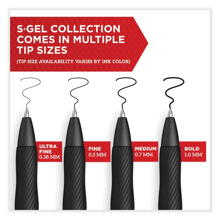 SANFORD S-Gel High-Performance Gel Pen, Retractable, Medium 0.7 mm, Assorted Ink Colors, Black Barrel, 4/Pack (SAN2096174) thumbnail 2