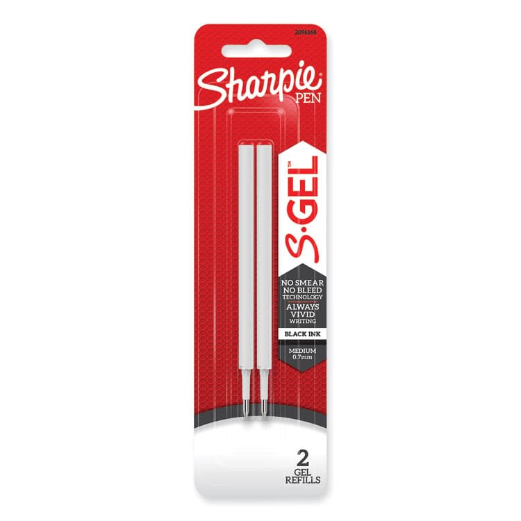 SANFORD S-Gel 0.7 mm Pen Refills, Medium 0.7 mm Bullet Tip, Black Ink, 2/Pack (SAN2096168)