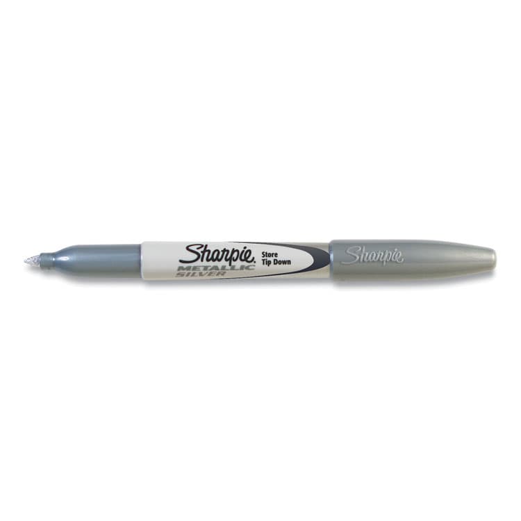SANFORD Metallic Fine Point Permanent Markers, Fine Bullet Tip, Metallic Silver, Dozen (SAN39100) thumbnail 2