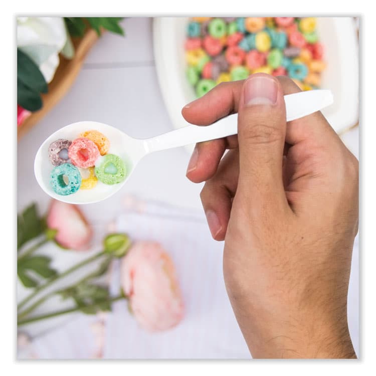 DART Reliance Mediumweight Cutlery, Soup Spoon, Plastic, White, 1,000/Carton (SCCRSWS) thumbnail 3