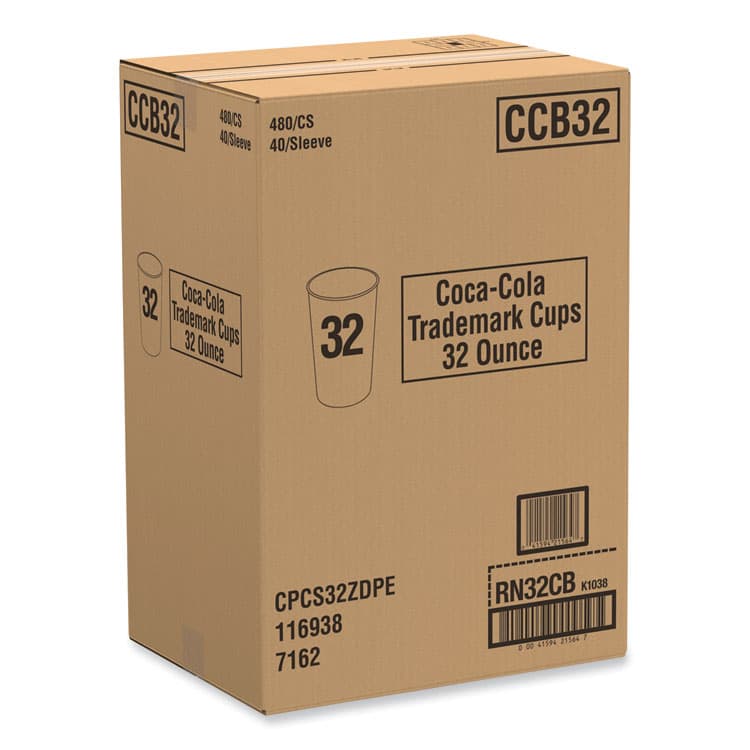 DART Double Sided Poly Paper Cold Cups, 28 oz to 32 oz, Coca-Cola Design, 40/Pack, 12 Packs/Carton (SCCRN32CB) thumbnail 3