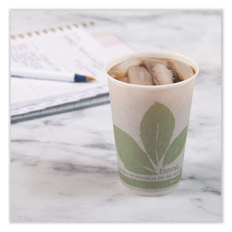 DART Bare Eco-Forward Paper Cold Cups, ProPlanet Seal, 7 oz, Green/White, 100/Sleeve, 20 Sleeves/Carton (SCCR7BBBB) thumbnail 4