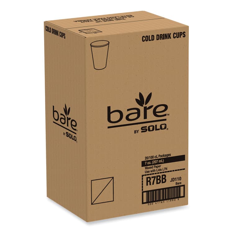 DART Bare Eco-Forward Paper Cold Cups, ProPlanet Seal, 7 oz, Green/White, 100/Sleeve, 20 Sleeves/Carton (SCCR7BBBB) thumbnail 3