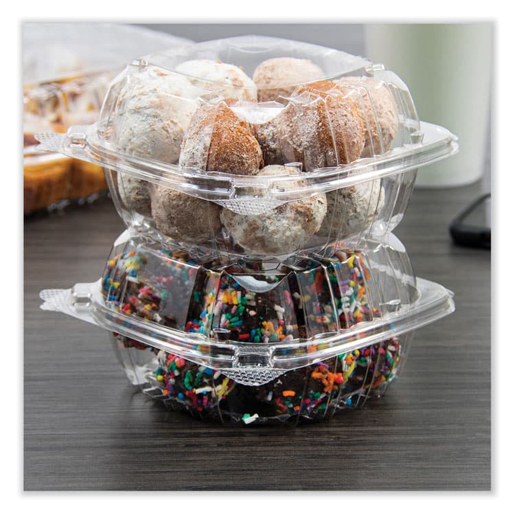 DART ClearSeal Hinged-Lid Plastic Containers, 5.86 x 3.11, Clear, Plastic, 500/Carton (DCCPET57PST1) thumbnail 4