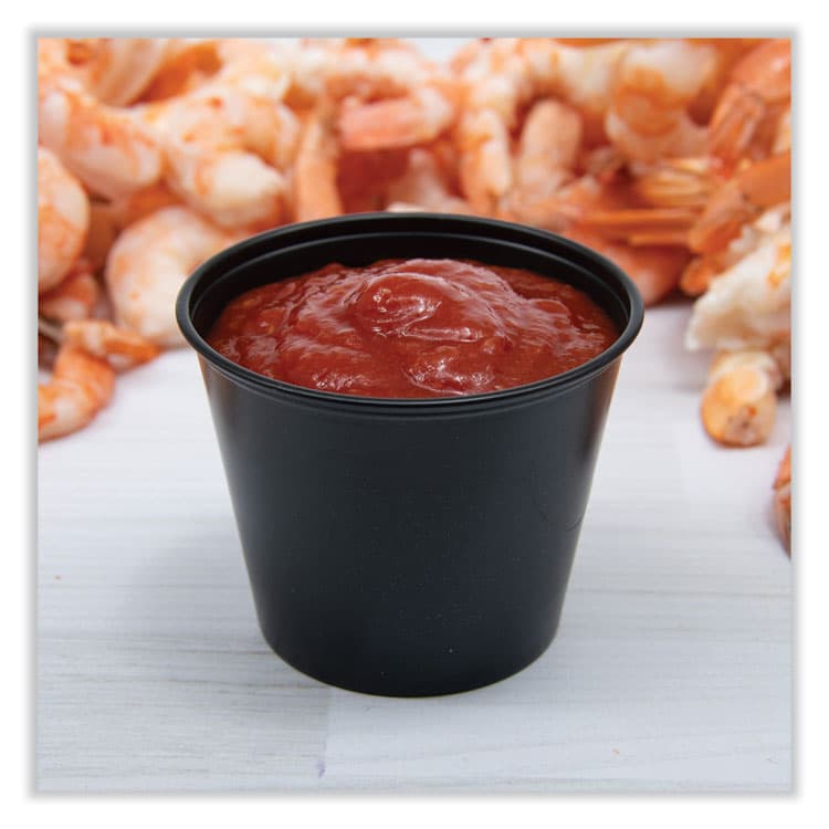 DART Portion Containers, 5.5 oz, Plastic, Black, 250/Bag, 10 Bags/Carton (DCCP550BLK) thumbnail 4