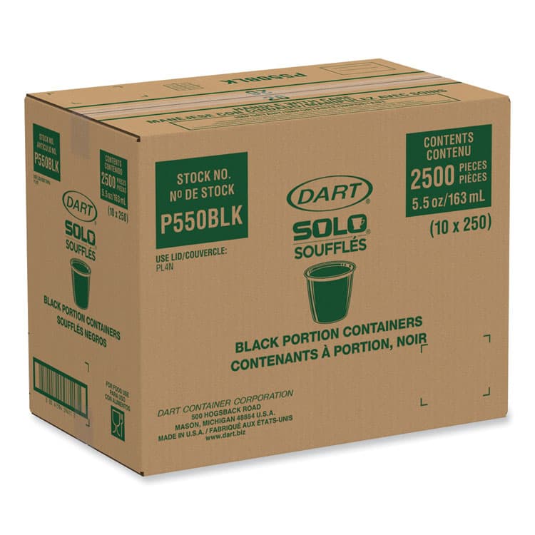 DART Portion Containers, 5.5 oz, Plastic, Black, 250/Bag, 10 Bags/Carton (DCCP550BLK) thumbnail 2