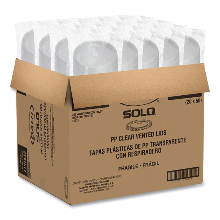 DART Polypropylene Vented Food Container Lids, Recessed, For 32 oz Food Containers, Clear, Plastic, 1,000/Carton (SCCLPH4320090) thumbnail 4