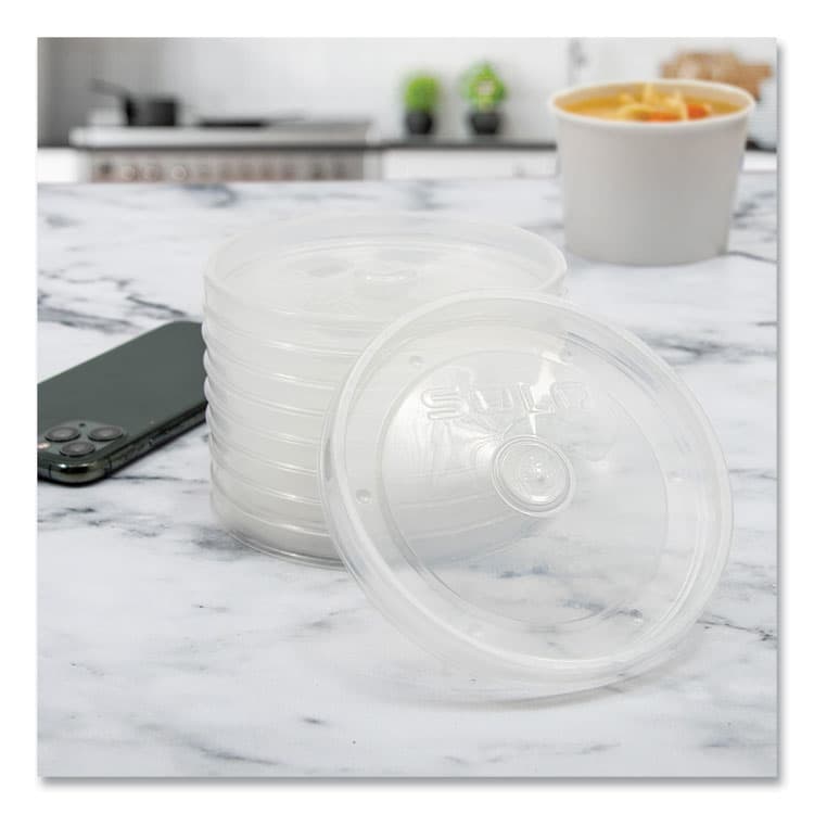 DART Polypropylene Vented Food Container Lids, Recessed, For 32 oz Food Containers, Clear, Plastic, 1,000/Carton (SCCLPH4320090) thumbnail 3
