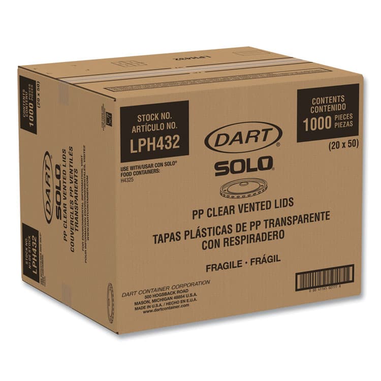 DART Polypropylene Vented Food Container Lids, Recessed, For 32 oz Food Containers, Clear, Plastic, 1,000/Carton (SCCLPH4320090) thumbnail 2